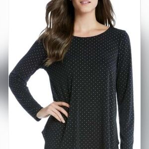 INTRO BLING STUDDED Stretch Black Long Sleeve TOP